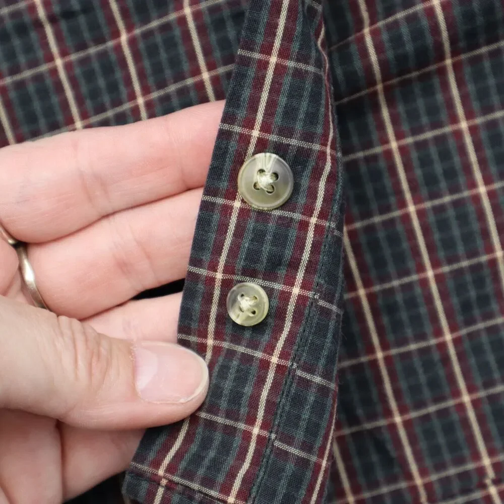 Dockers Shirt Men Large Red Blue Plaid Wrinkle Free Long Sleeve Button Up Casual - Picture 13 of 16